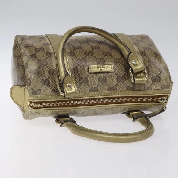 GUCCI GG Crystal Hand Bag Coated Canvas Beige Gold - Picture 4 of 16